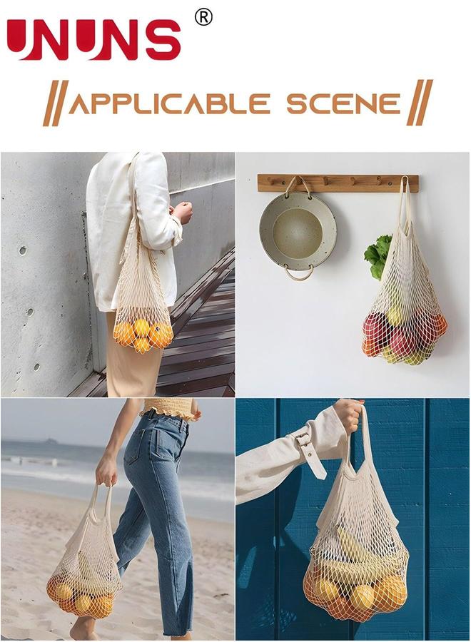 UNUNS Mesh Tote Bags,3 Pack Fruit Net Shopping Bag,Reusable Grocery Bag,3 Colors - Image 2