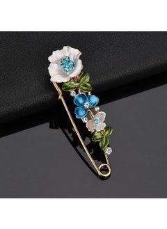 Oversized Brooch Pins Scarf Shawl Fasteners Tulip Blue