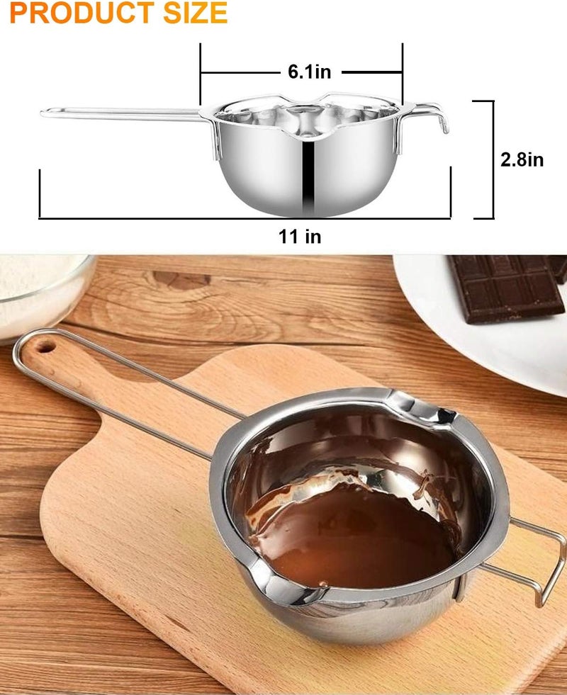 SONGZIMING Stainless Steel Double Boiler Pot with 600ML for Melting Chocolate, Candy and Candle Making (18/8 Steel, Universal Insert) - Image 2