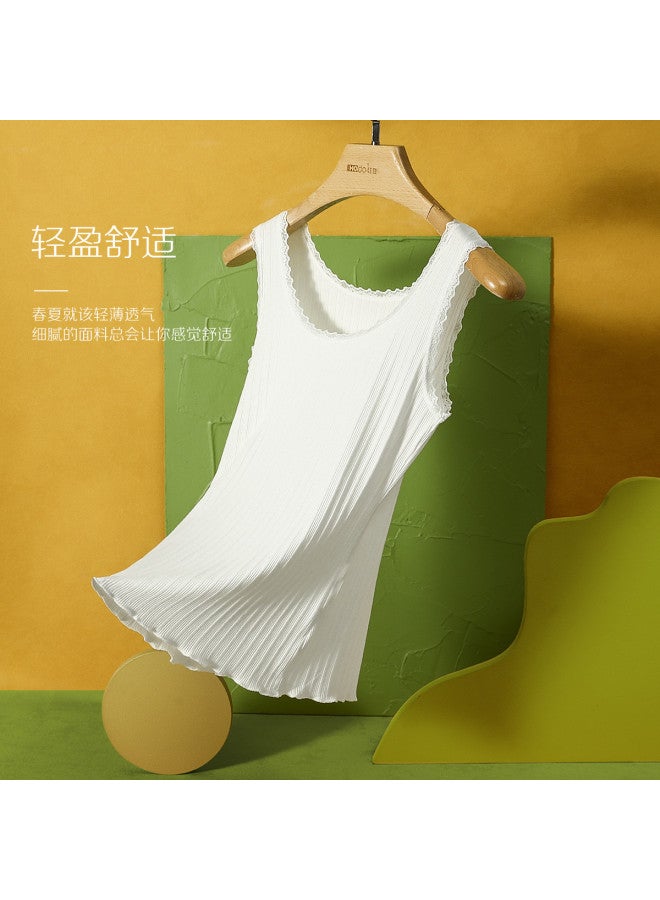 Red Bean Vertical Striped Vest, Women'S Camisole, Breathable Layering Tank, Lace Trim Sleeveless Top, Sports Casual Vest For Women - Image 4