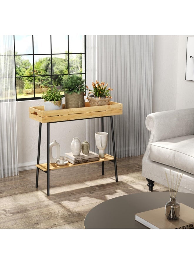 أوبتيا حامل نباتات من الخيزران داخلي، طاولة نباتات صغيرة من الخشب ذات طبقتين، حامل نباتات طويل للنباتات الداخلية، رف نباتات لعتبة النافذة، حامل أواني زهور، مقعد نباتات، رف نباتات لغرفة المعيشة والشرفة الخارجية - Image 5