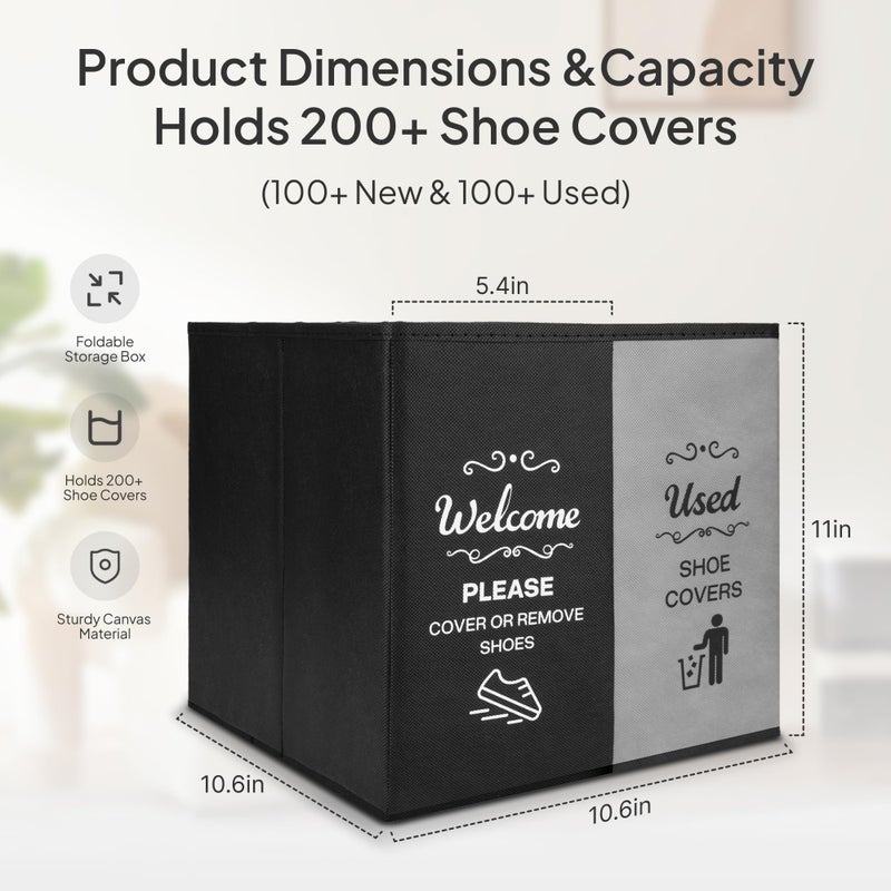 Opret 2 Compartment Large Shoe Cover Box Black Grey, Real Estate Agent Supplies, Disposable Shoe Cover Dispenser Box for Open House, Foldable Storage Bin - Image 2