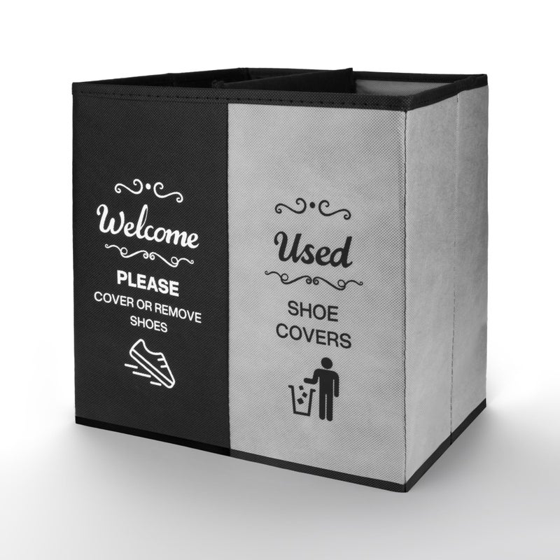 Opret 2 Compartment Large Shoe Cover Box Black Grey, Real Estate Agent Supplies, Disposable Shoe Cover Dispenser Box for Open House, Foldable Storage Bin - Image 1