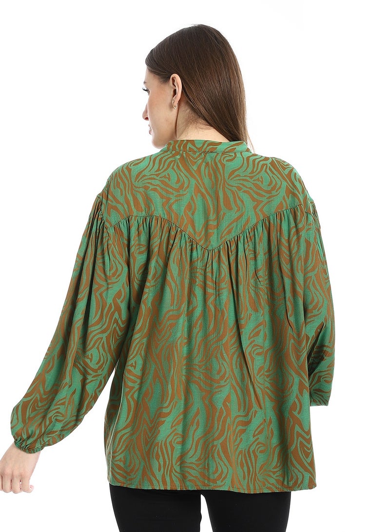 Coctail 5639-satin blouse-olive - Image 3