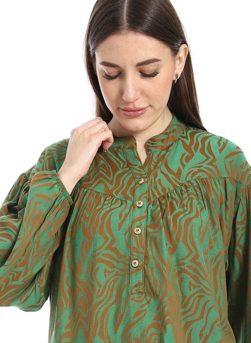 Coctail 5639-satin blouse-olive - Image 4