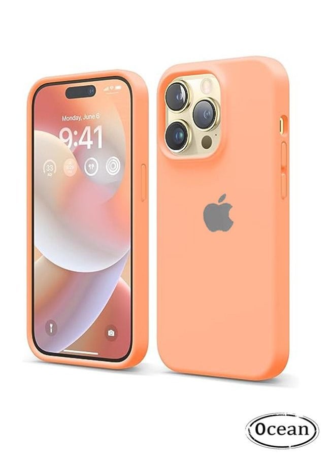 Ocean iPhone 15 (6.1 inch) Case, Liquid Silicone Case, Full Body Protective Cover, Shockproof, Slim Phone Case, Anti-Scratch Soft Microfiber Lining, Orange  - Image 1