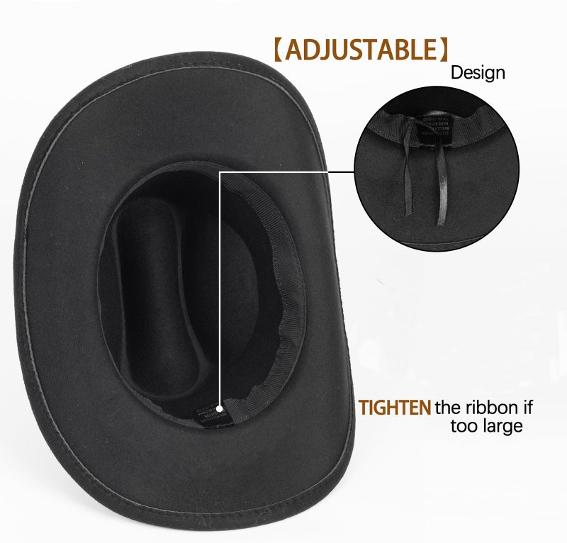 XuoAz Western Cowboy Hat for Men Women Classic Roll Up Fedora Hat with Buckle Belt(Size:S-M) - Image 2