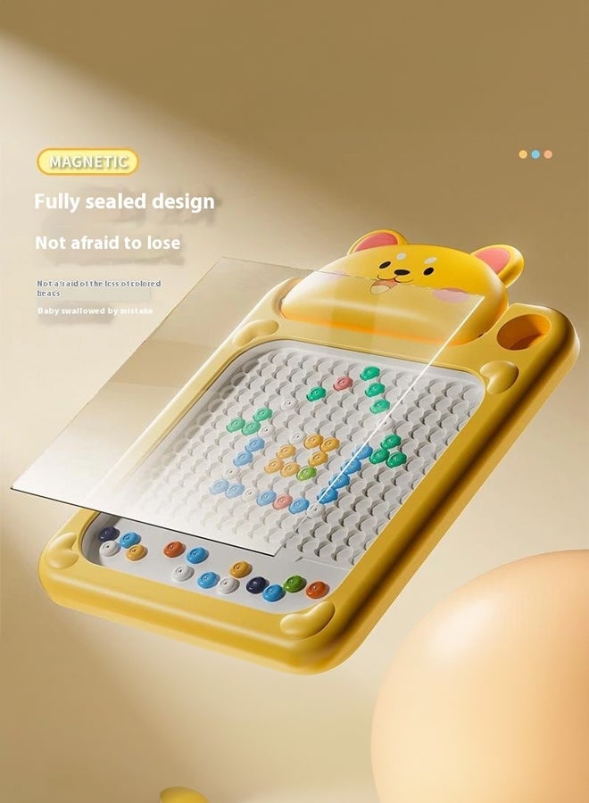 شبيلي لوح الفسيفساء المغناطيسي بأزرار تركيب لعبة تنمية مبكرة آمنة من مواد صديقة للبيئة بأزرار ملونة مطابقة للأنماط مونتيسوري STEM تعلم تنسيق اليد والعين لعبة تعليمية لفصل الحضانة للأطفال الأولاد والبنات هدية عيد ميلاد - Image 5