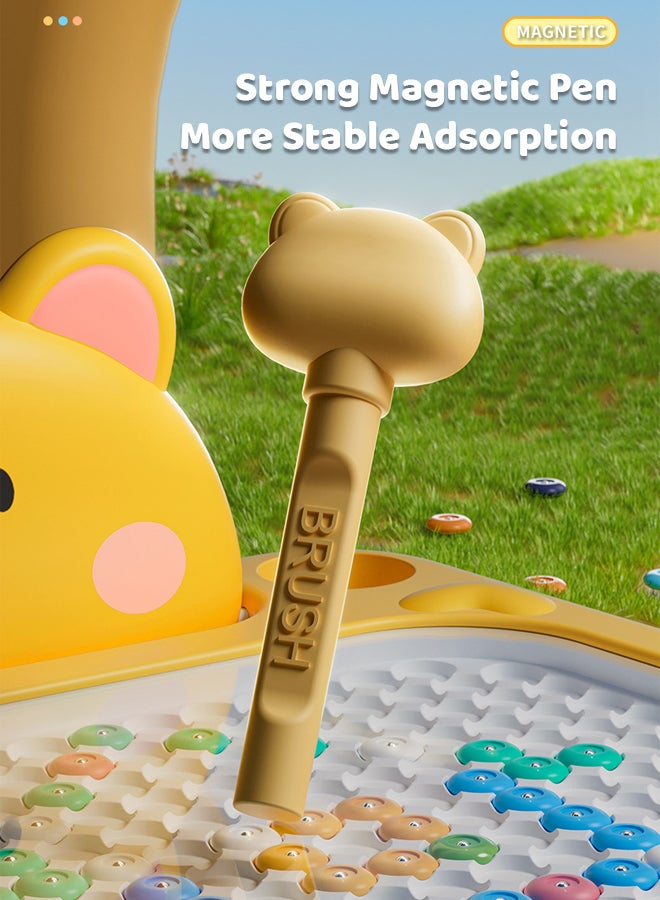 شبيلي لوح الفسيفساء المغناطيسي بأزرار تركيب لعبة تنمية مبكرة آمنة من مواد صديقة للبيئة بأزرار ملونة مطابقة للأنماط مونتيسوري STEM تعلم تنسيق اليد والعين لعبة تعليمية لفصل الحضانة للأطفال الأولاد والبنات هدية عيد ميلاد - Image 2