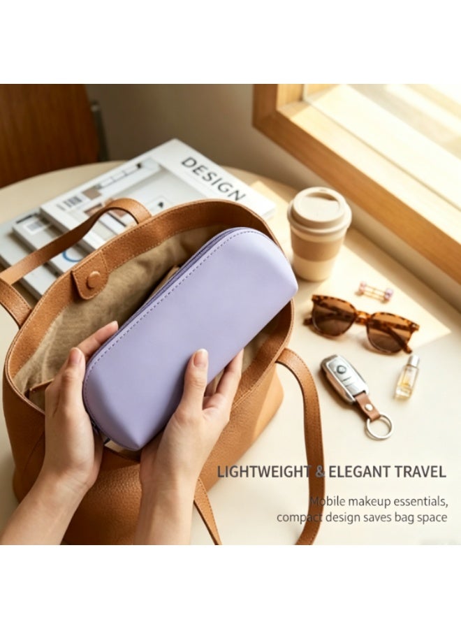 Silicone Zipper Pencil Bag, Waterproof Large-Capacity Storage Pouch for School Supplies & Cosmetics, Purple - Image 3