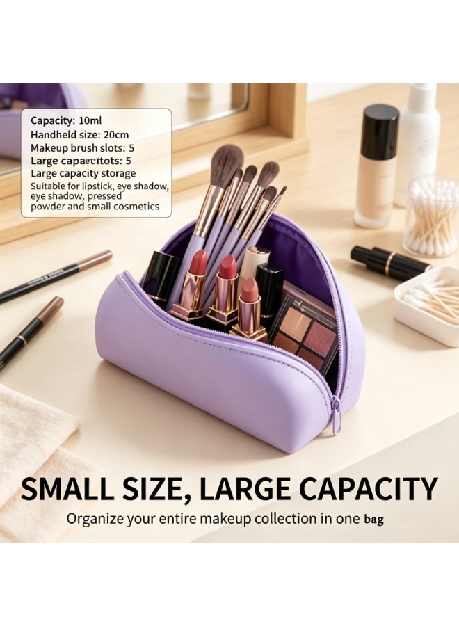 Silicone Zipper Pencil Bag, Waterproof Large-Capacity Storage Pouch for School Supplies & Cosmetics, Purple - Image 4
