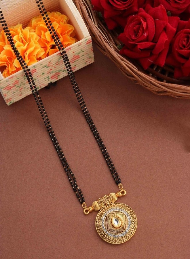 Untouched Round Shape Golden Matte Finish 24" Inches Mangalsutra For Woman - Image 2