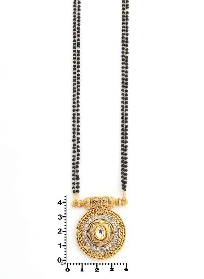 Untouched Round Shape Golden Matte Finish 24" Inches Mangalsutra For Woman - Image 3
