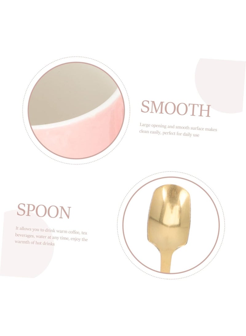 MISBAH Coffee Mug Warmer for Desk, Coffee Cup Warmer Electric Beverage for Keeping Cocoa Tea Water Milk Warm, Cup and Spoon (Pink) - Image 3