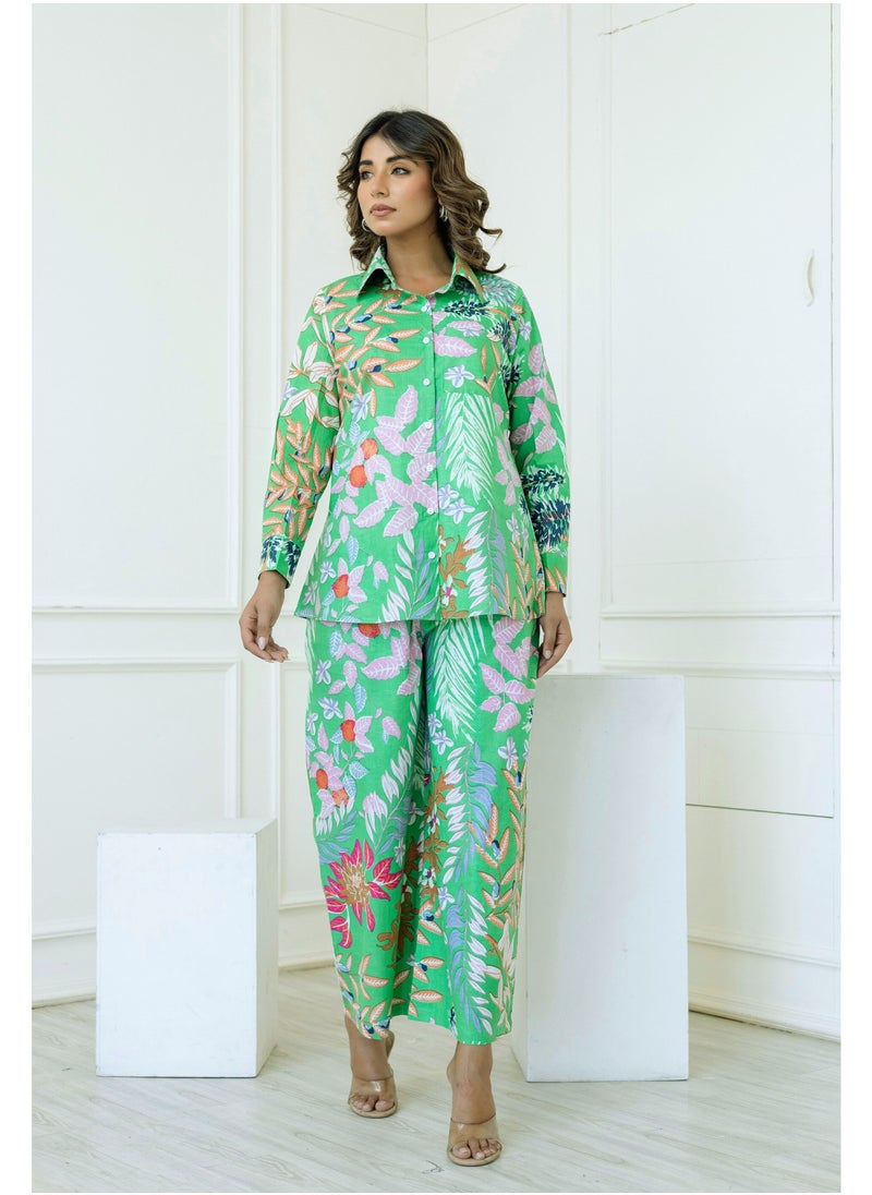 Generic Jenifry Indian Women Botanic Belle Printed Cotton Co-ord Set  - Image 2