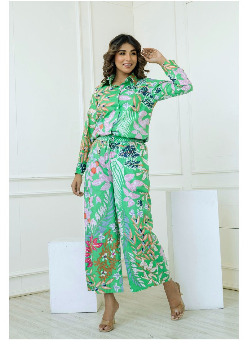 Generic Jenifry Indian Women Botanic Belle Printed Cotton Co-ord Set  - Image 4