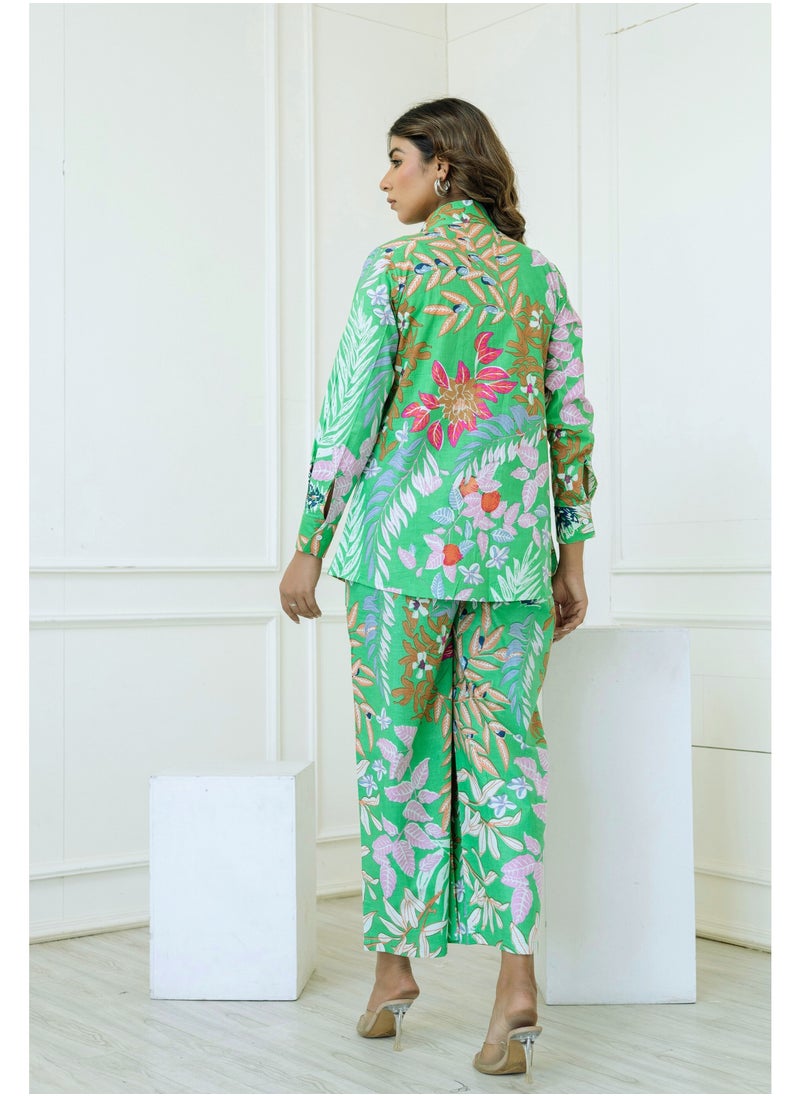 Generic Jenifry Indian Women Botanic Belle Printed Cotton Co-ord Set  - Image 3