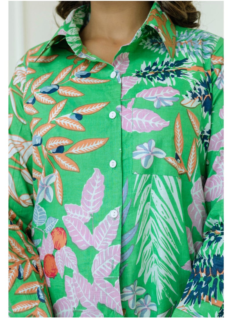 Generic Jenifry Indian Women Botanic Belle Printed Cotton Co-ord Set  - Image 1