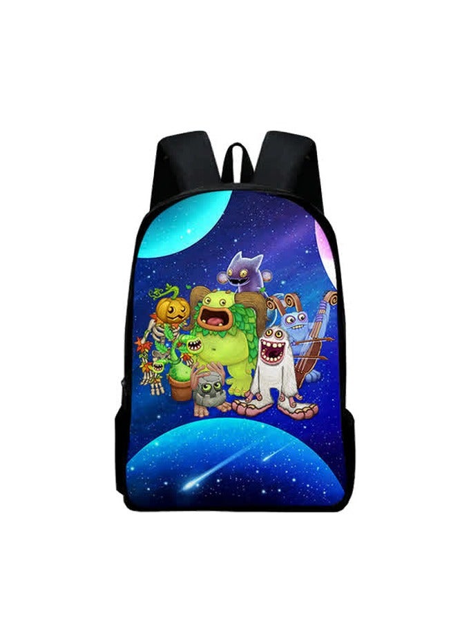 3D new product my singing monsters monster concert print children's two-piece backpack pen bag,4- Schoolbag + pen bag (two-piece set) - Image 3