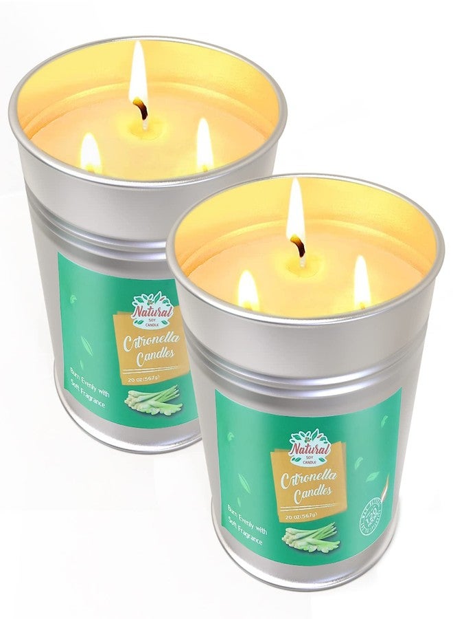 Binyuan Citronella Candles Outdoor Camping Soy Wax 3-Wick Candles for Camping Patio Home, Summer, 2 Packs 20oz - Image 1