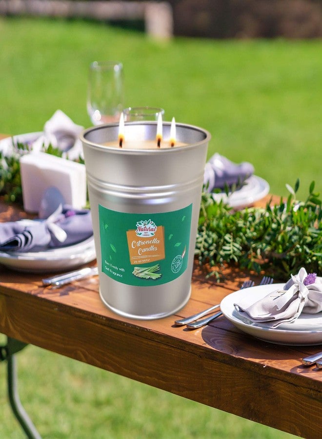 Binyuan Citronella Candles Outdoor Camping Soy Wax 3-Wick Candles for Camping Patio Home, Summer, 2 Packs 20oz - Image 4