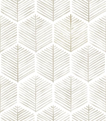 MelunMer Modern Peel and Stick Wallpaper Boho Contact Paper for Cabinets/Drawers 78.8In L 17.3In W Self Adhesive Removable Wallpaper for Bedroom/Bathroom Waterproof Geometric Contact Paper Beige/White - Image 1