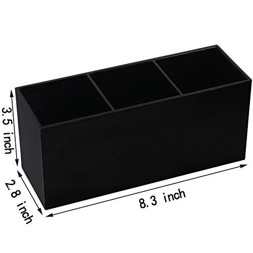 Weiai Black Makeup Brush Holder Organizer, 3 Slot Acrylic Cosmetics Brushes Storage Solution - Image 4