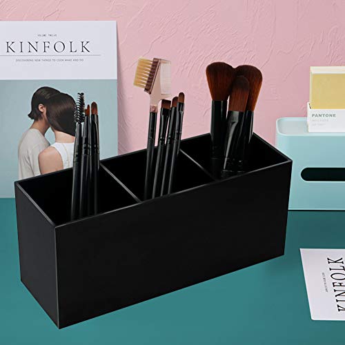 Weiai Black Makeup Brush Holder Organizer, 3 Slot Acrylic Cosmetics Brushes Storage Solution - Image 5