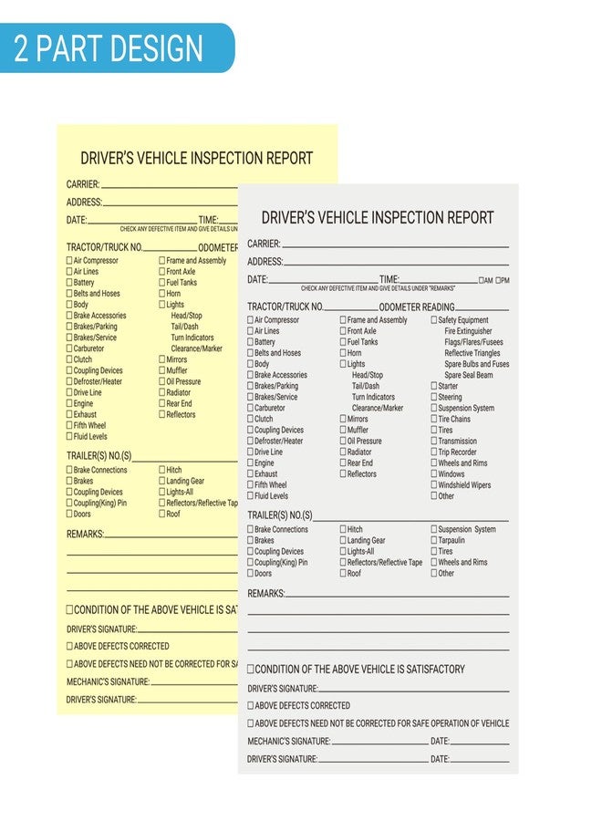 suituts 12 Pack Drivers Vehicle Inspection Report Book/Forms, 600 Sets - Image 4