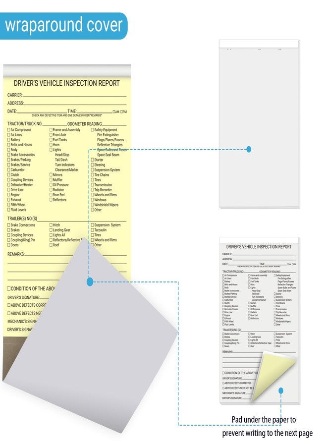 suituts 12 Pack Drivers Vehicle Inspection Report Book/Forms, 600 Sets - Image 3