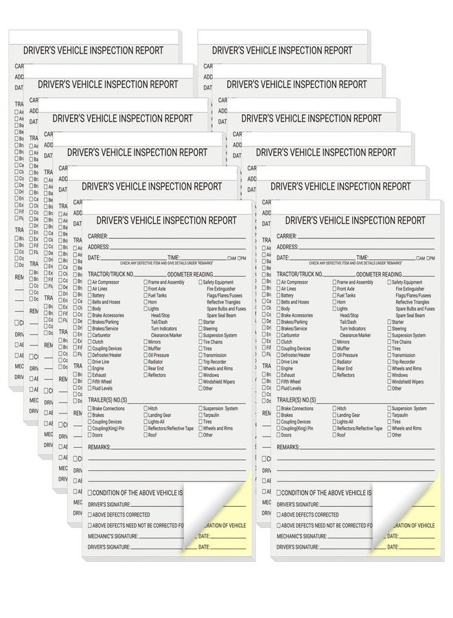 suituts 12 Pack Drivers Vehicle Inspection Report Book/Forms, 600 Sets - Image 1