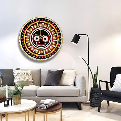 Nozvera Jagannath Ji Wall Painting 24x24 Inch | Round MDF Wall Art for Living Room & Home Decor | Vastu Wall Frame | Traditional Pattachitra Style God Painting for Positive Energy & Spiritual Decoration - Image 4