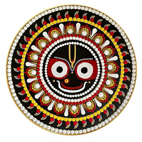 Nozvera Jagannath Ji Wall Painting 24x24 Inch | Round MDF Wall Art for Living Room & Home Decor | Vastu Wall Frame | Traditional Pattachitra Style God Painting for Positive Energy & Spiritual Decoration - Image 1