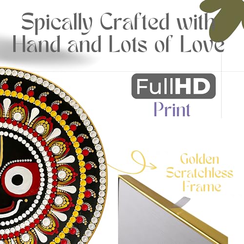 Nozvera Jagannath Ji Wall Painting 24x24 Inch | Round MDF Wall Art for Living Room & Home Decor | Vastu Wall Frame | Traditional Pattachitra Style God Painting for Positive Energy & Spiritual Decoration - Image 2