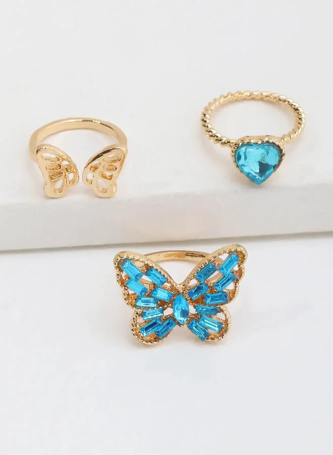 Take Two  Girls Set of 3 - Butterfly Rings for Women | Best Price UAE