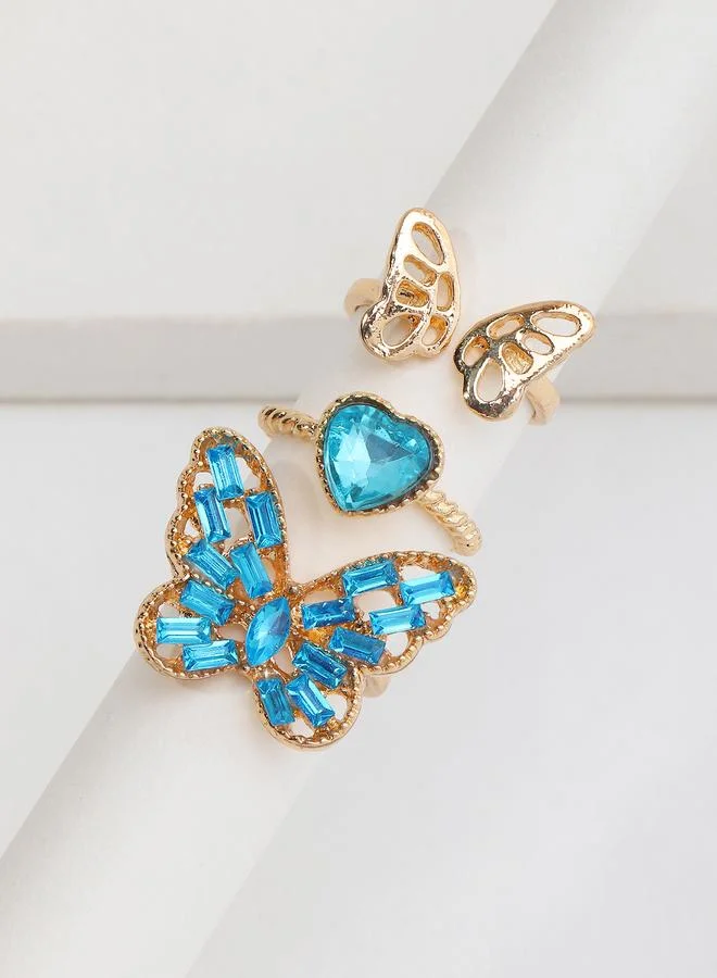 Girls Set of 3 - Butterfly Rings