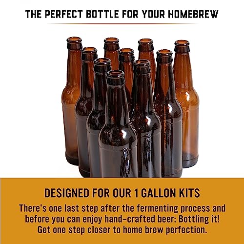 Craft A Brew طقم تعبئة ديلوكس – معدات تعبئة البيرة المنزلية – مجموعة تعبئة سهلة للبيرة المنزلية – 10 زجاجات زجاجية فارغة سعة 12 أونصة – 30+ غطاء – 1 جهاز تغطية...  - Image 4