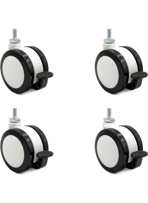 Navodesk Height Adjustable Desk Casters, Standing Desk Wheels With locking system, Set of 4 pcs (Black & White)