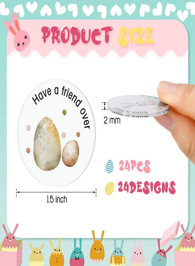 Burbell 24 Pcs 1.5" Easter Egg Tokens with Gift Bag Easter Basket Egg Tokens Round Acrylic Reward Coins with Different Activity Design Gifts for Kids Craft Decoration - Image 2