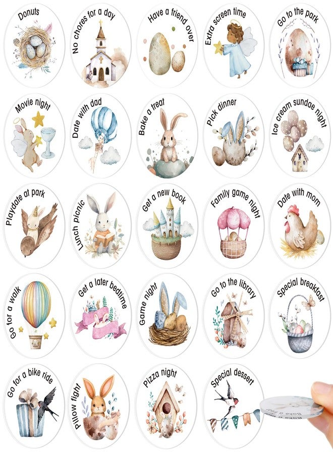 Burbell 24 Pcs 1.5" Easter Egg Tokens with Gift Bag Easter Basket Egg Tokens Round Acrylic Reward Coins with Different Activity Design Gifts for Kids Craft Decoration - Image 1