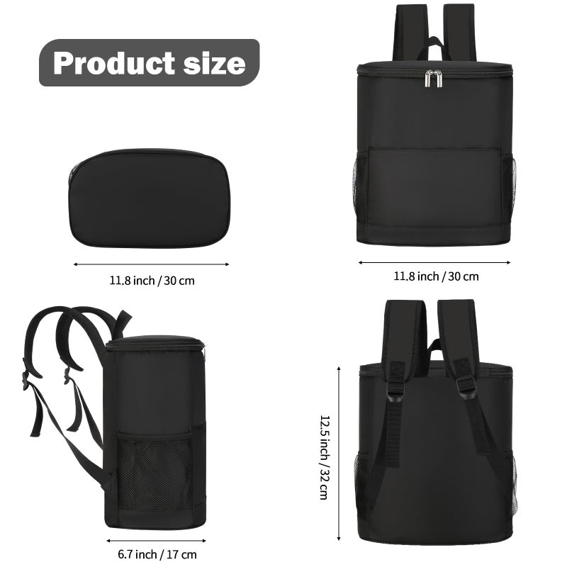 Natural Style Insulated Cooler Backpack 30 Cans - Leak Proof Beer Backpack Lightweight Cooler Bag for Travel, Camping, Beach, Lunch (Black) - Image 4