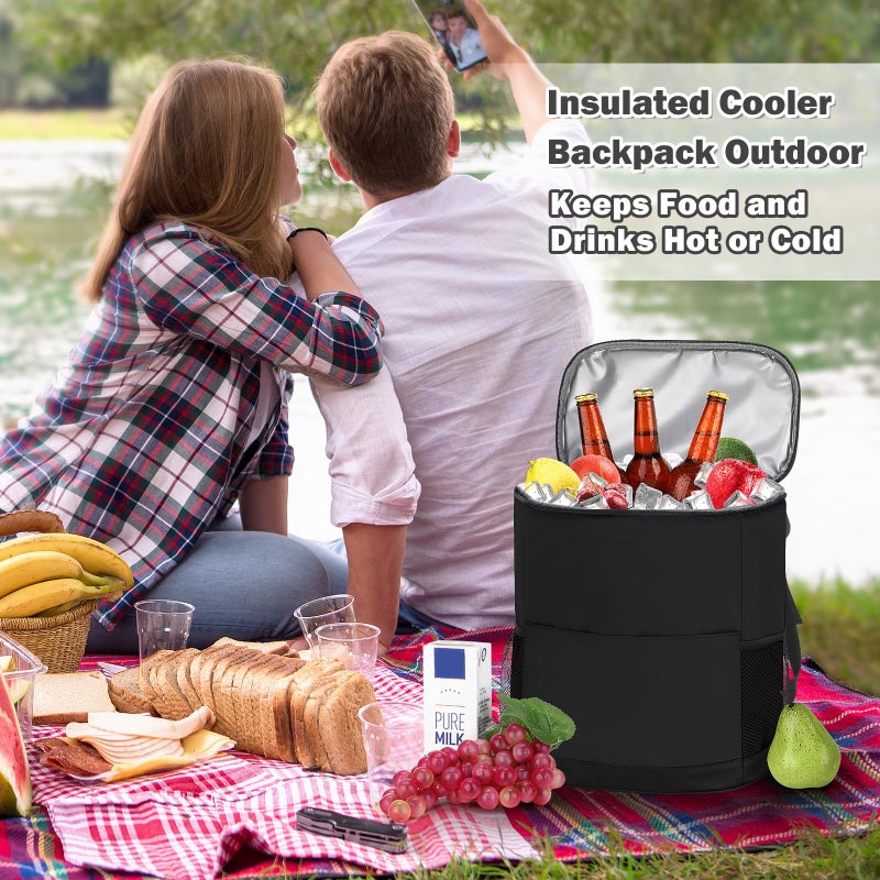 Natural Style Insulated Cooler Backpack 30 Cans - Leak Proof Beer Backpack Lightweight Cooler Bag for Travel, Camping, Beach, Lunch (Black) - Image 2
