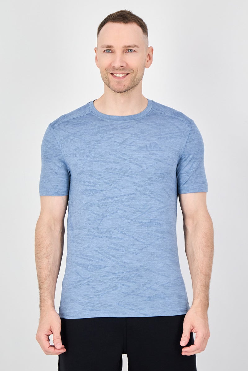 MOTION Men Sportswear Fit Short Sleeve Training T-Shirt, Light Blue - Image 1