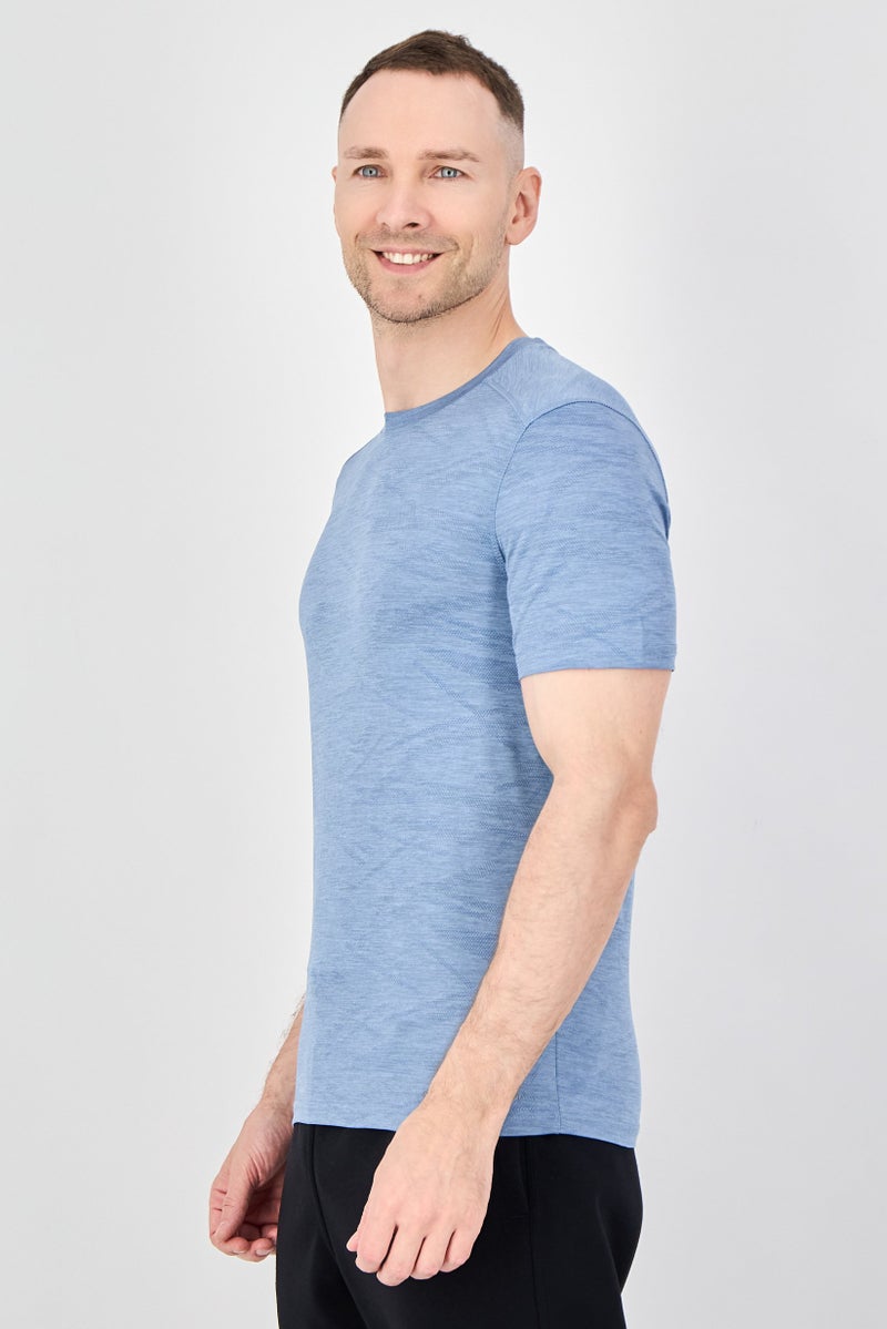 MOTION Men Sportswear Fit Short Sleeve Training T-Shirt, Light Blue - Image 2