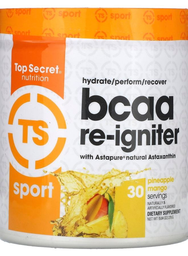 Top Secret Nutrition Sport BCAA Re-Igniter with Astapure Nautral Astaxanthin Pineapple Mango 9.84 oz (279 g)
