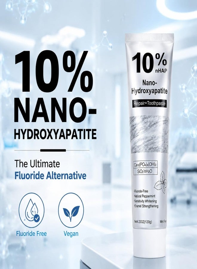 jckjhumin Nano Hydroxyapatite Toothpaste 10% nHA - Fluoride Free, Enamel Care & Sensitive Teeth Comfort - Natural Peppermint, Remineralizing & Gentle Whitening, 4.23 oz (2 Pack - Image 2