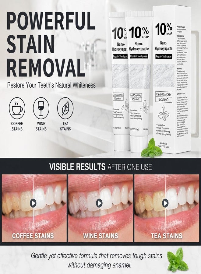 jckjhumin Nano Hydroxyapatite Toothpaste 10% nHA - Fluoride Free, Enamel Care & Sensitive Teeth Comfort - Natural Peppermint, Remineralizing & Gentle Whitening, 4.23 oz (2 Pack - Image 5