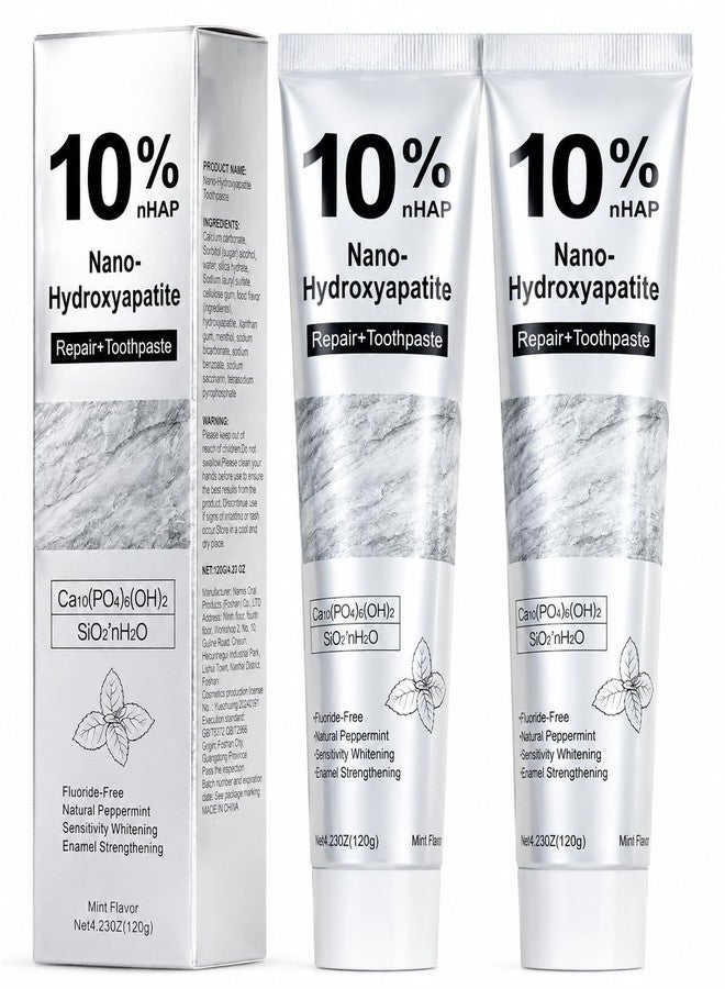 jckjhumin Nano Hydroxyapatite Toothpaste 10% nHA - Fluoride Free, Enamel Care & Sensitive Teeth Comfort - Natural Peppermint, Remineralizing & Gentle Whitening, 4.23 oz (2 Pack - Image 1