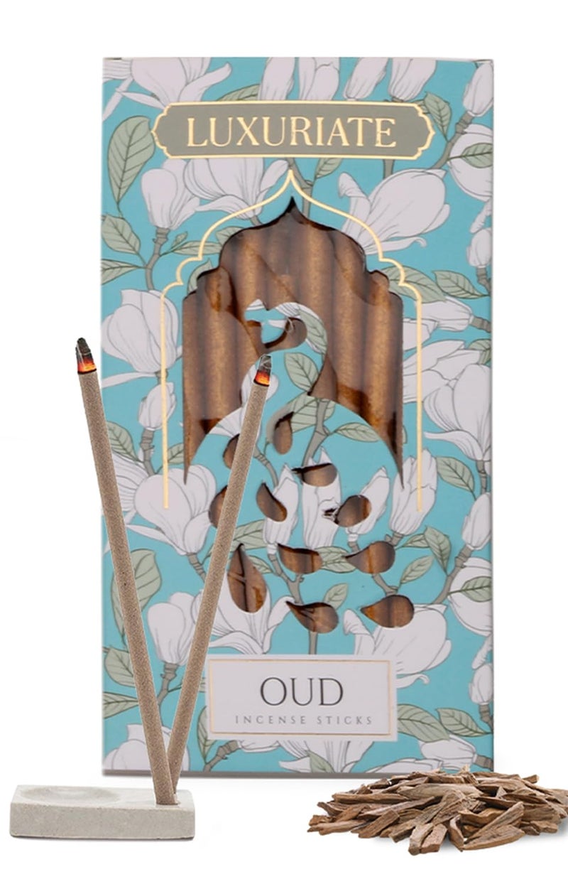 LUXURIATE Oudh Oud Bambooless Incense Dhoop | Natural Herbal Incense Organic Incense, Long-Lasting Incense Stick, Agarbatti for Puja | Luxury Incense - Pack of 1 (20 Sticks) | Incense Stick - Image 1
