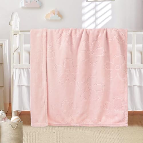 BORITAR Baby Blanket for Girls Ultra Soft Cozy Fleece Baby Blankets, Warm and Lightweight Toddler Blanket with Elegant Floral Printed for Bed Stroller Crib Travel, 30x40 Inch, Pink - Image 5